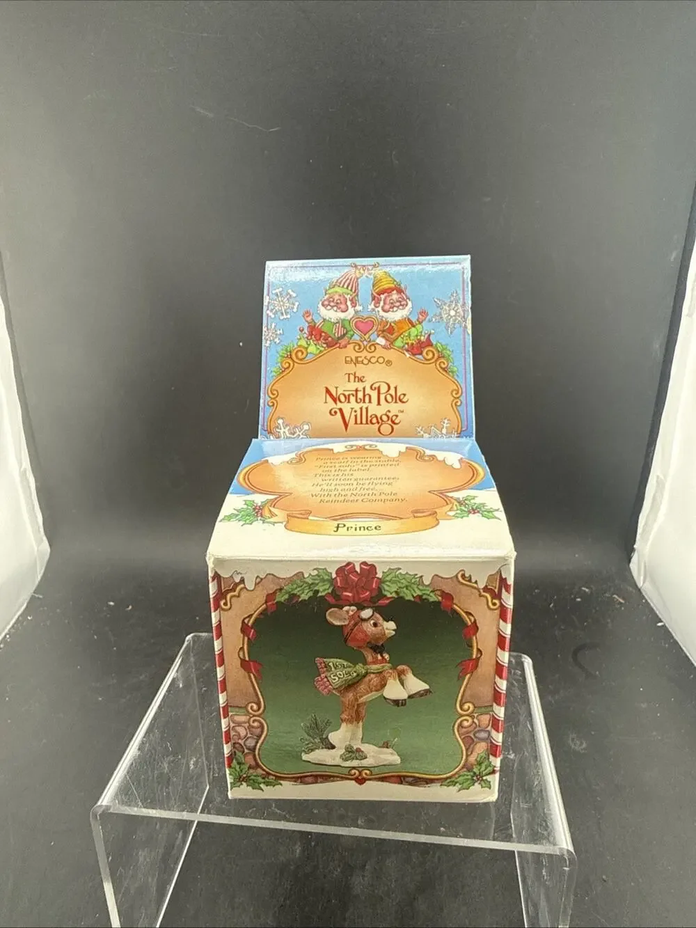 Vintage Enesco North Pole Village Prince Reindeer Figurine 1986 New Old Stock